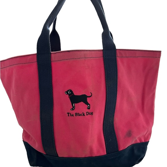 The Black Dog Bags The Black Dog Pink And Navy Canvas Tote Bag